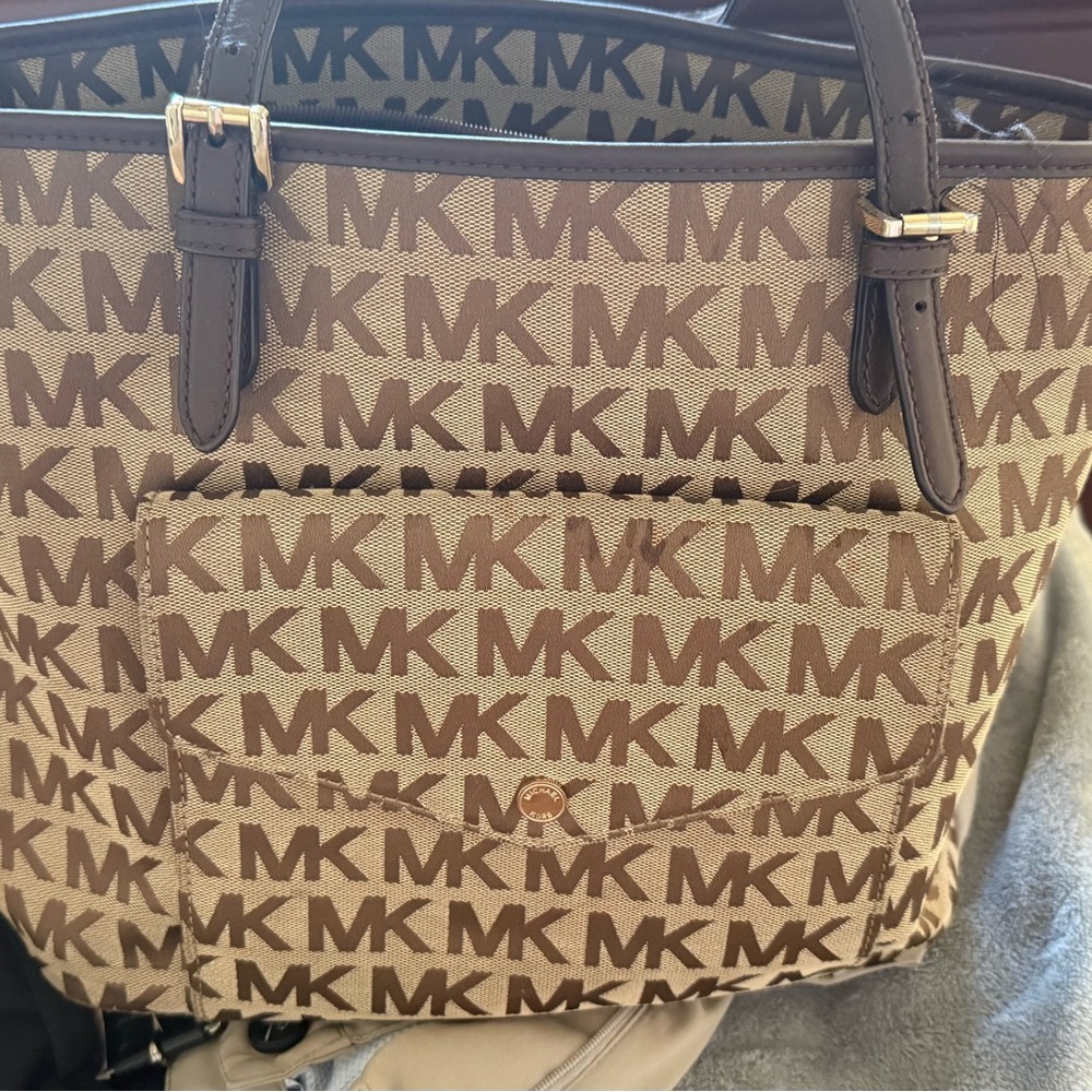 Michael Kors Tan and Brown Monogram Tote